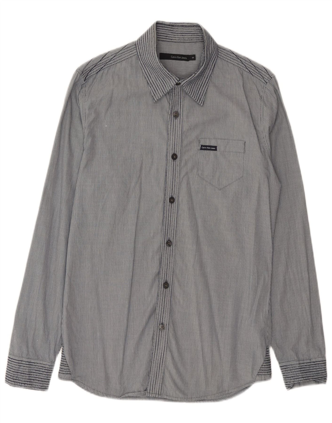 Camicia a quadri da uomo Calvin Klein Jeans piccola in cotone gessato blu