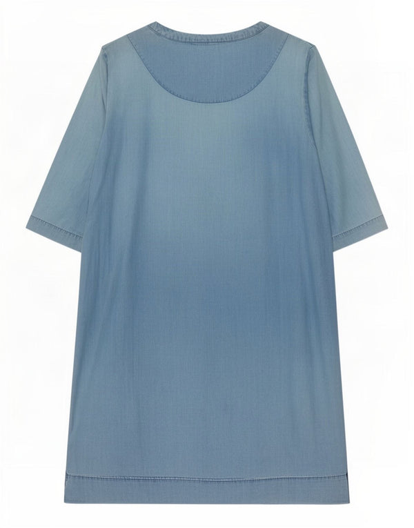 Abito in denim con maniche a 3/4 da donna di White Stuff UK 12 Lyocell floreale blu medio