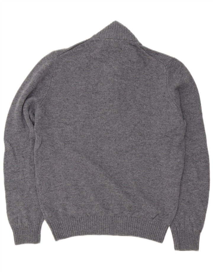Maglione da uomo Marks & Spencer con zip e collo in lana d'agnello grigio medio