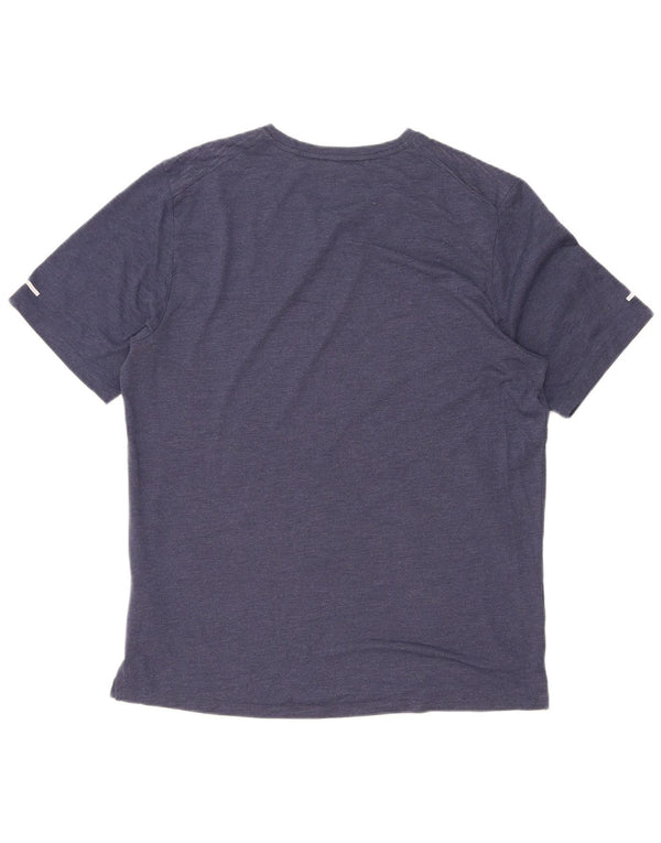 T-shirt Nike da uomo Dri Fit, top in poliestere gessato medio blu navy