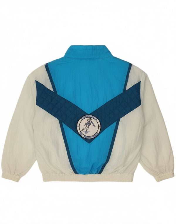 Giacca da ginnastica vintage da donna con grafica UK 18 XL Blue Colourblock