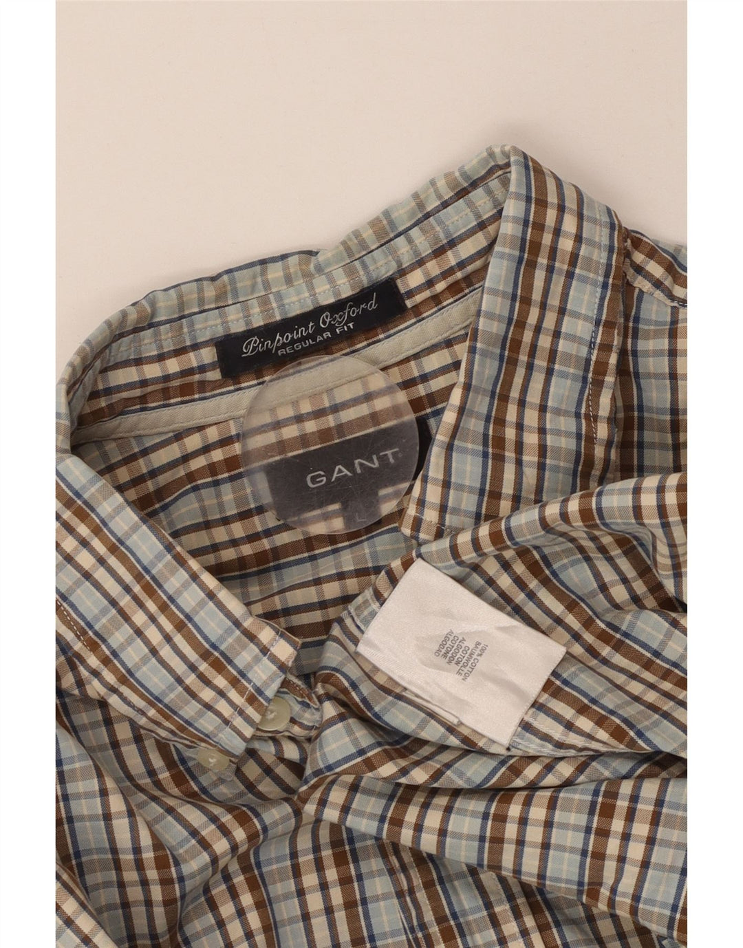 GANT Camicia da uomo vestibilità regolare in cotone a quadri grigi grandi