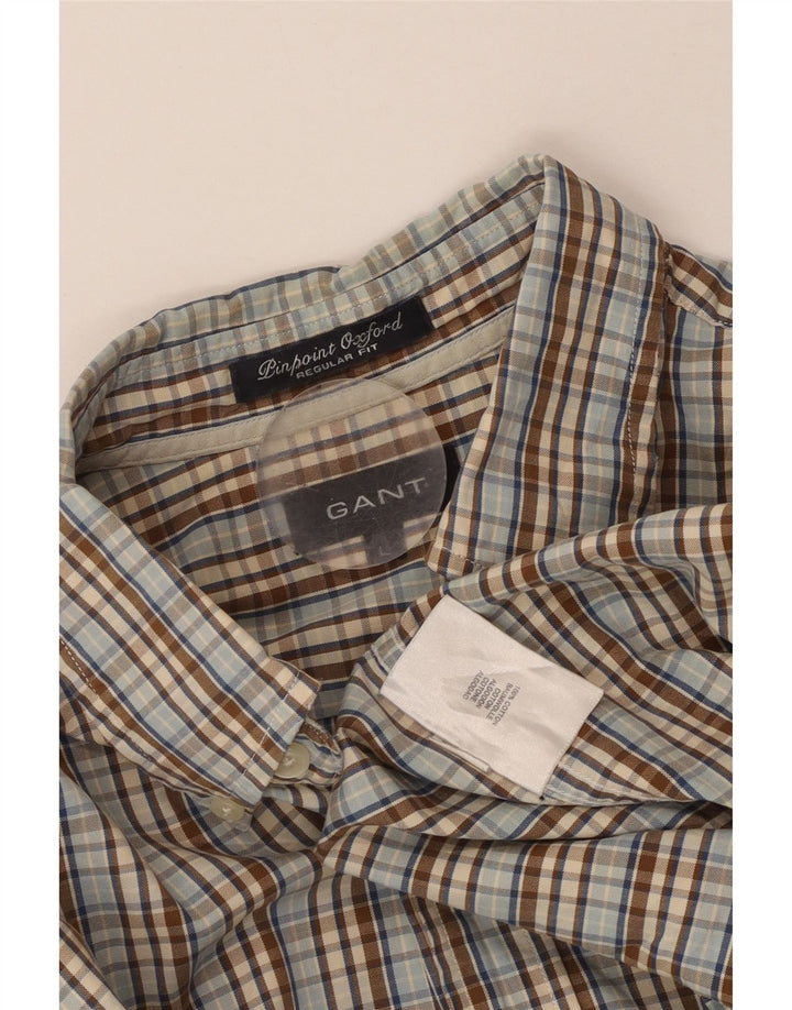 GANT Camicia da uomo vestibilità regolare in cotone a quadri grigi grandi