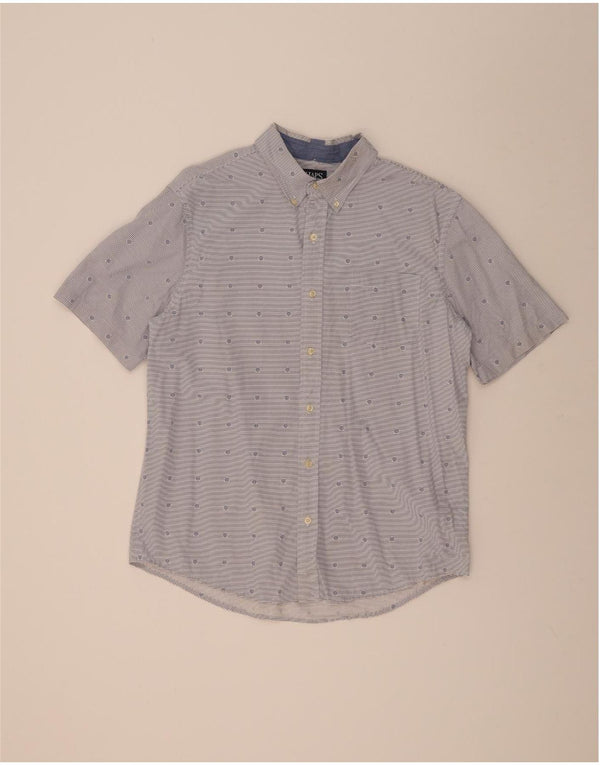 Camicia a maniche corte da uomo Chaps Large in cotone a righe blu in stile nautico