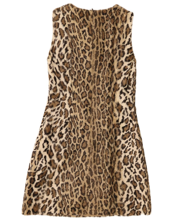 L'altra Moda Abito a trapezio da donna in pelliccia sintetica IT 40 Small Beige Stampa animalier