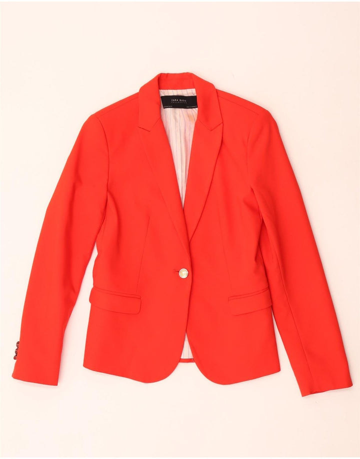 Giacca blazer da donna a 1 bottone Zara UK 12 acetato rosso medio