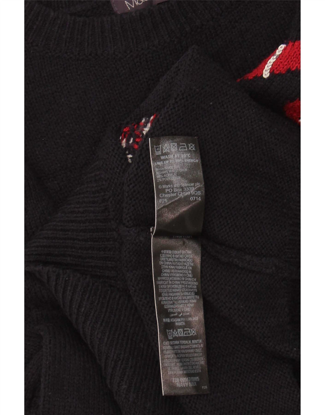 Maglione da donna Marks & Spencer con scollo a barca UK 12 Medium Navy Blue Chri