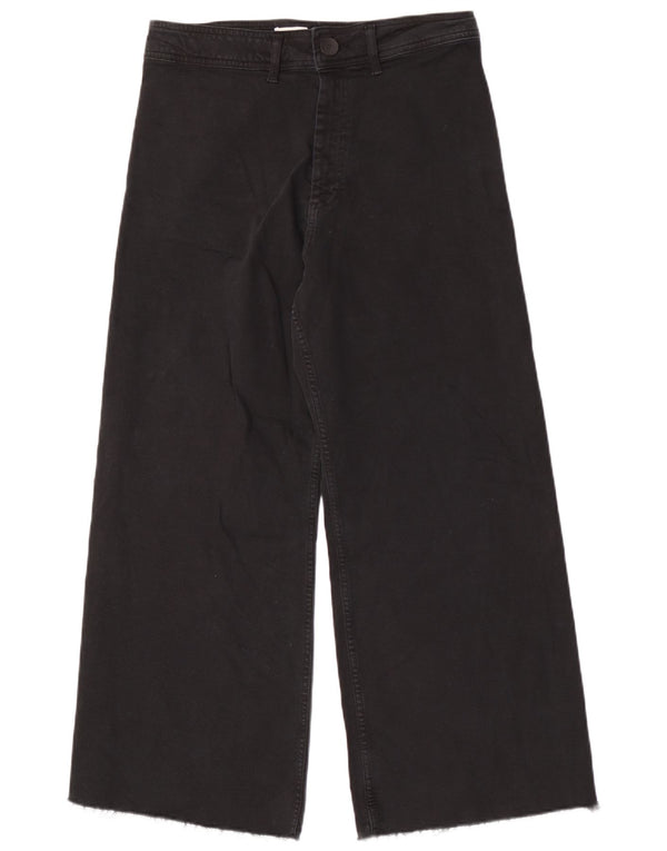 Jeans ZARA da donna a gamba larga a vita alta EU 44 XL W34 L28 cotone nero
