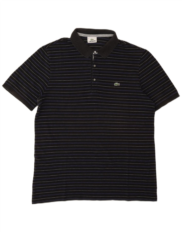 Polo da uomo Lacoste taglia 6 XL in Lyocell a righe blu navy