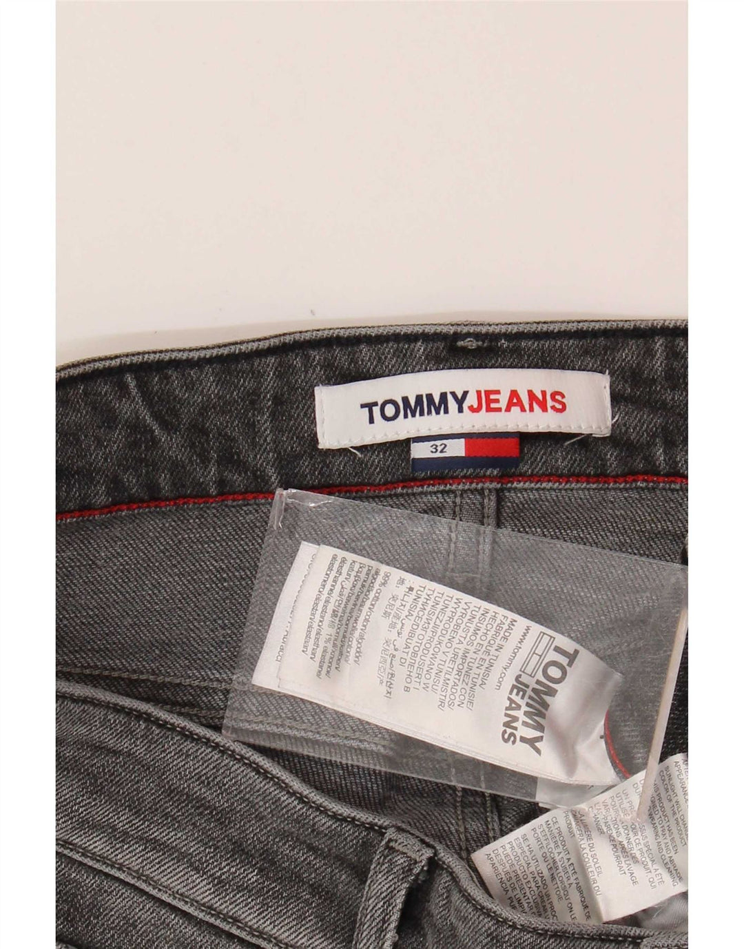 Pantaloncini di jeans da uomo Tommy Hilfiger W32 cotone grigio medio