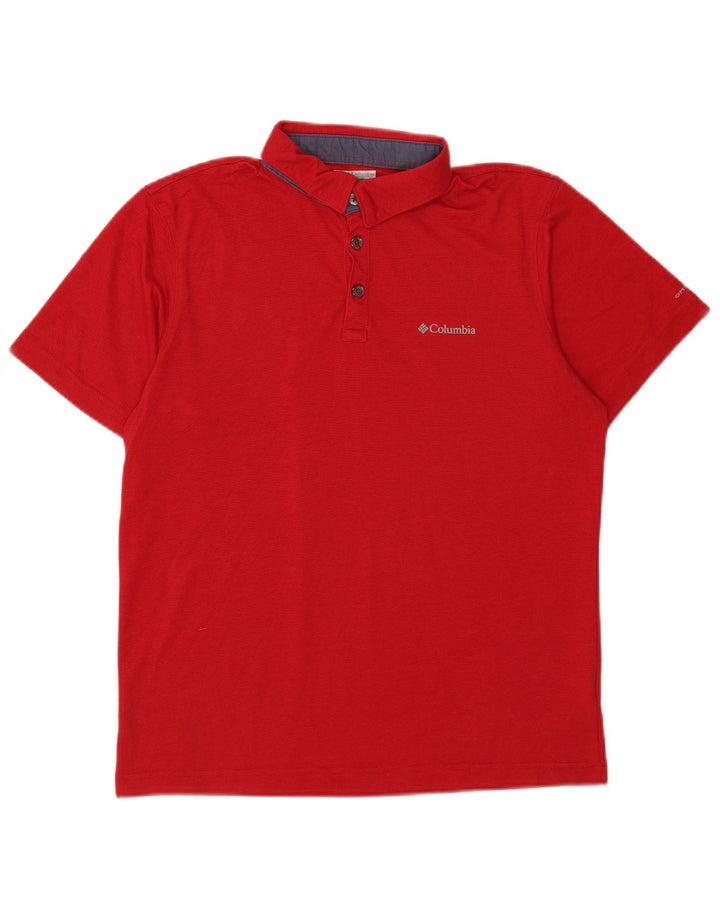 Polo Columbia Omni-Wick da uomo in poliestere gessato rosso medio
