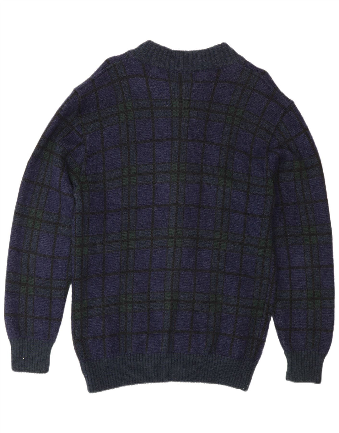 Maglione cardigan da uomo vintage in poliacrilico a quadri blu navy medio