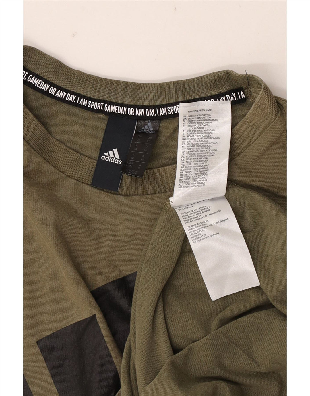 T-shirt grafica da uomo Adidas Top in cotone kaki medio