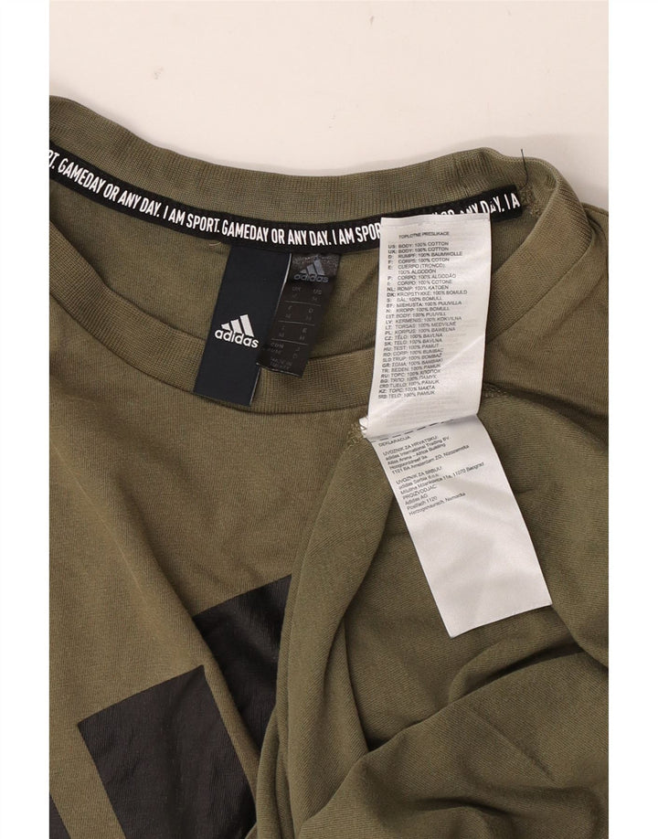 T-shirt grafica da uomo Adidas Top in cotone kaki medio