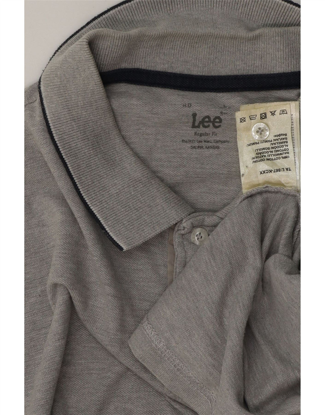 Polo LEE da uomo vestibilità regolare, taglia grande, in cotone grigio