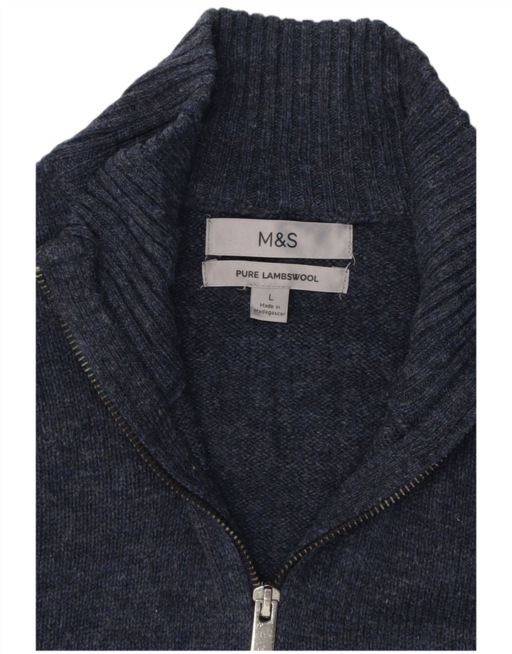 Maglione da uomo Marks & Spencer con zip e collo grande blu navy classico