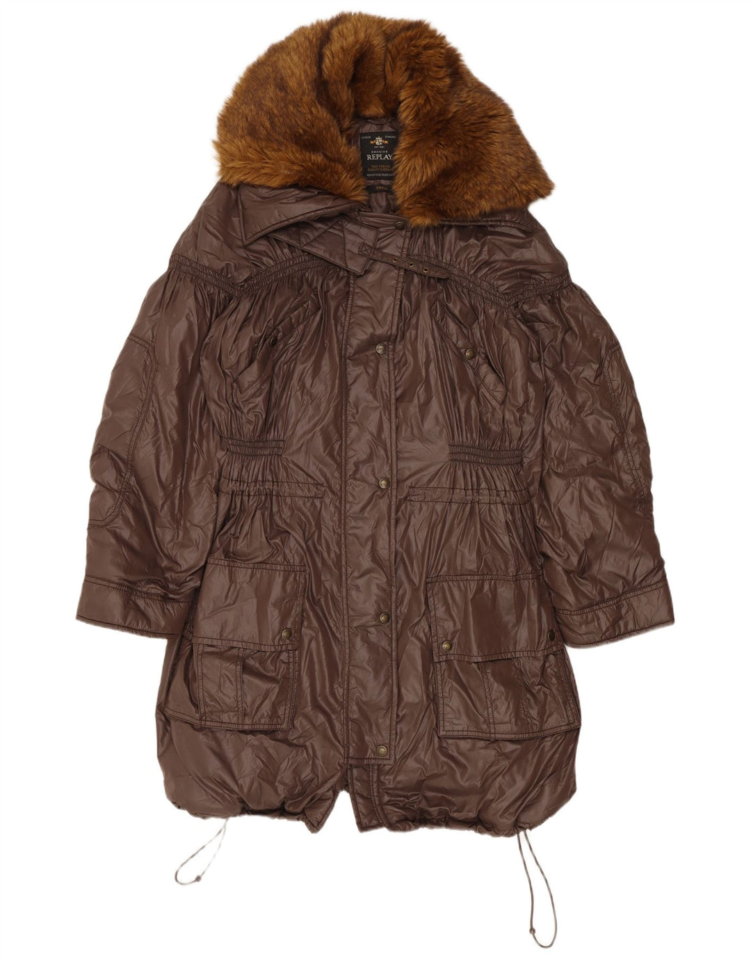 Giacca a vento oversize con cappuccio da donna Replay UK 10 Small Marrone Poliammide