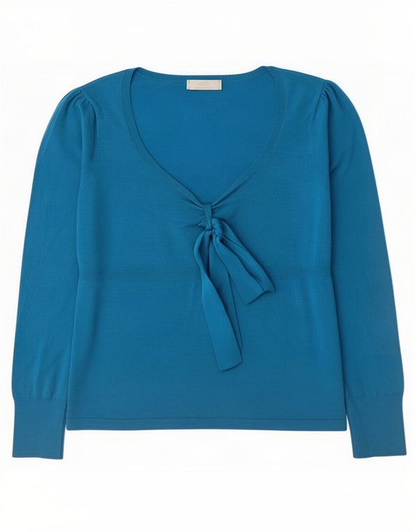 Marks & Spencer Womens Stretch Top Long Sleeve UK 14 Medium Blue Viscose