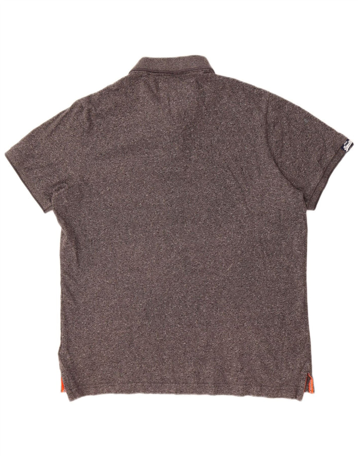 Polo da uomo Superdry 3XL in cotone chiazzato grigio