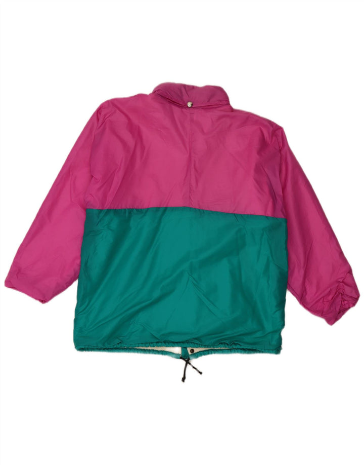 Giacca antipioggia vintage da uomo UK 38 Poliestere color block rosa medio