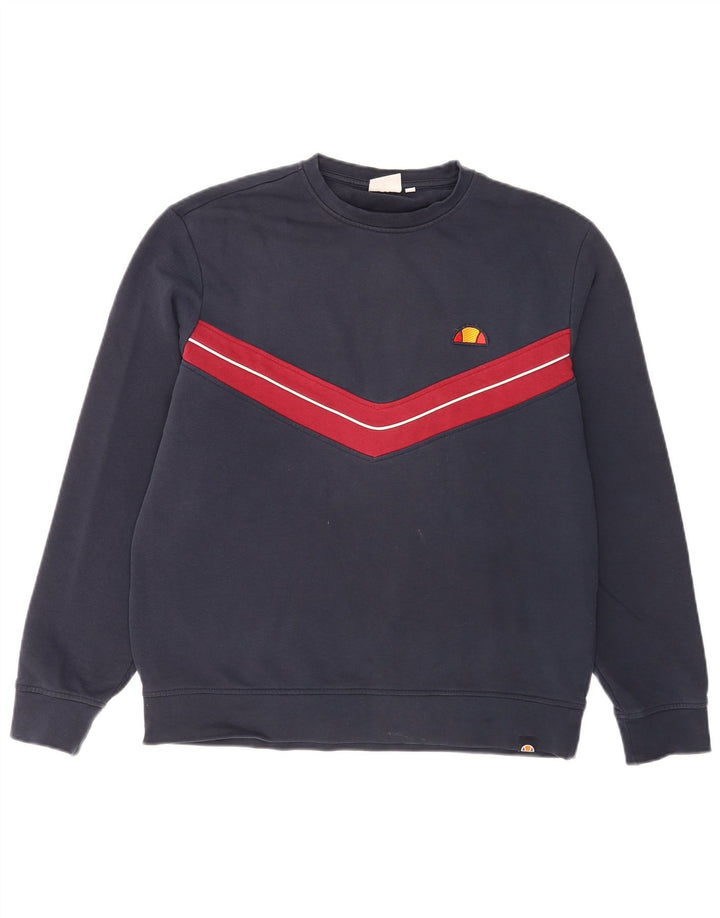 Felpa da uomo Ellesse Maglione medio blu navy in cotone color block