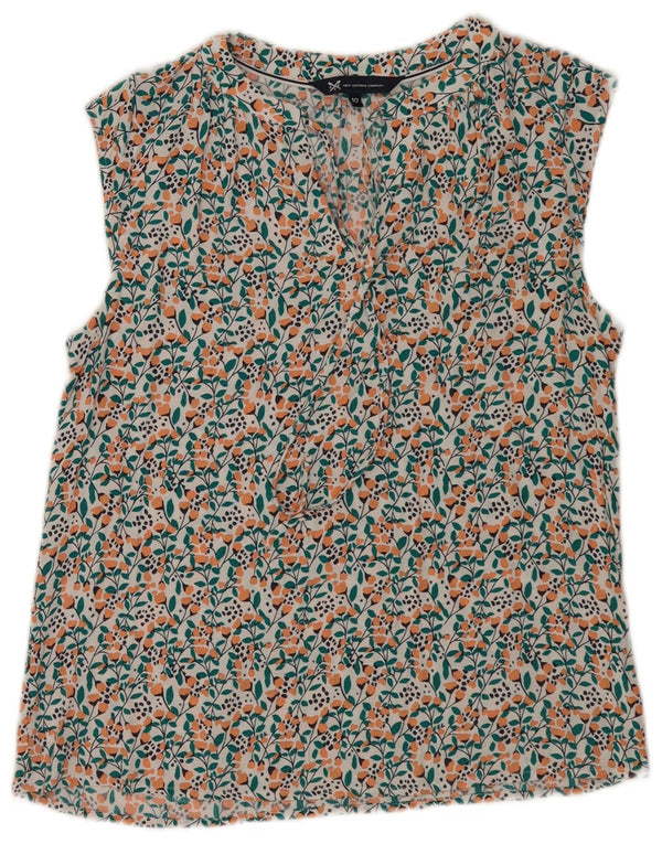 Crew Clothing Camicetta senza maniche da donna Top UK 10 Piccola viscosa floreale bianca