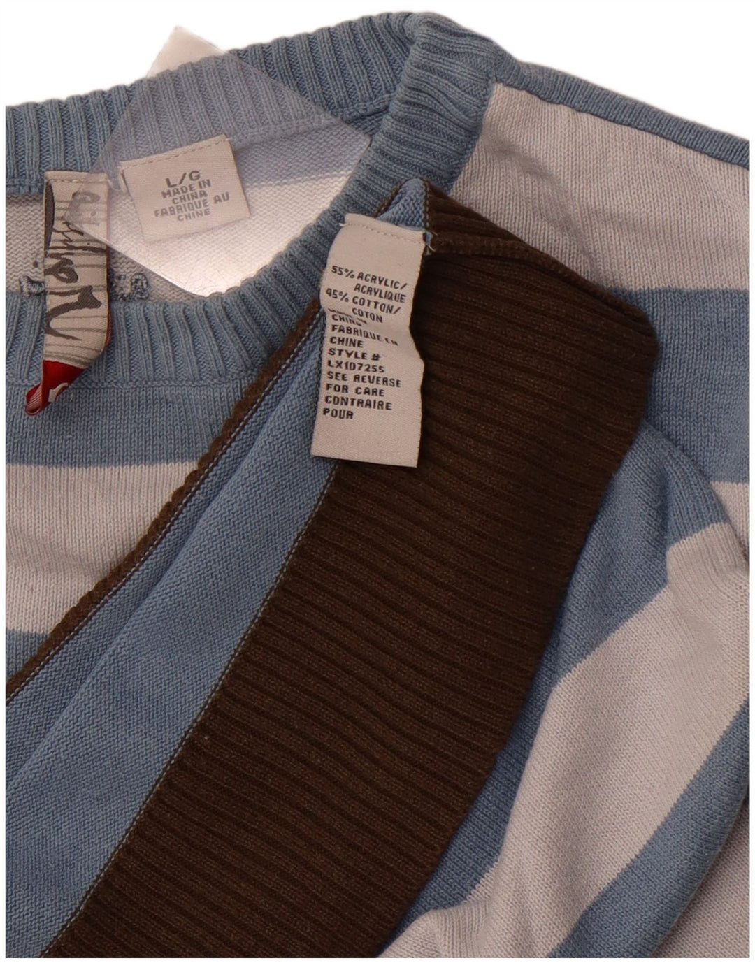 QUIKSILVER Maglione da uomo girocollo maglione grande acrilico a strisce blu