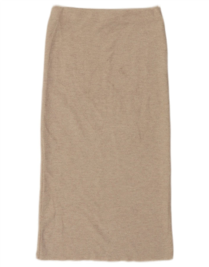 Gonna midi a vita alta da donna Zara piccola W26 poliestere beige