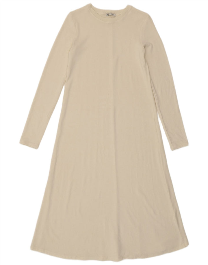 Abito maxi maglione Zara da donna UK 10 piccolo bianco