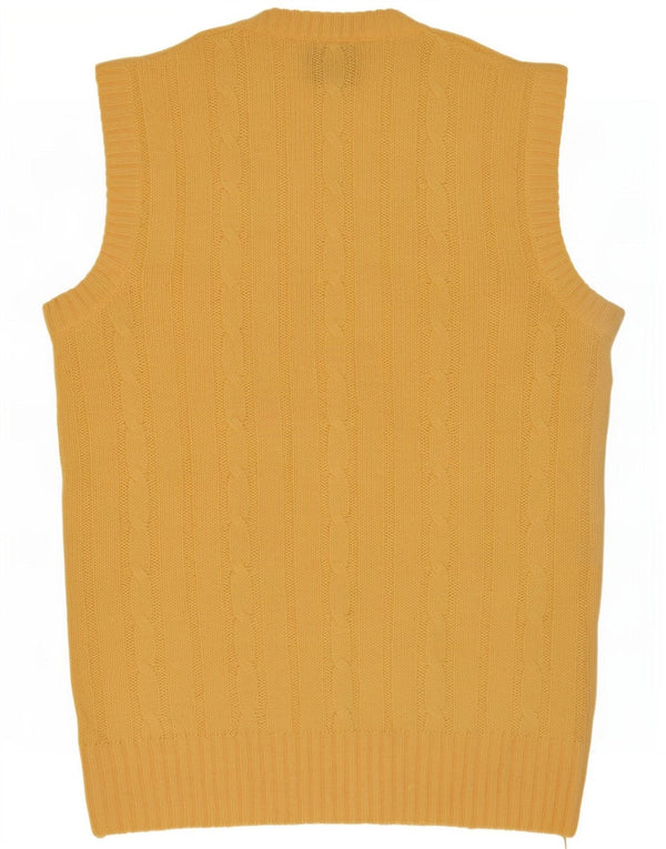 Shetland Mens Vest Tank Top XL Yellow Wool