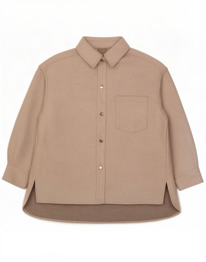 Zara Giacca Shacket oversize da donna UK 10 Small Beige Poliestere