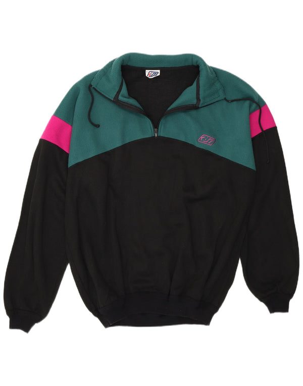 Felpa in pile da uomo KISS XL in cotone color block nero