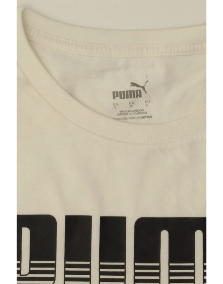 PUMA Mens Graphic T-Shirt Top Large White Cotton Vintage Puma and Second-Hand Puma from Messina Hembry 