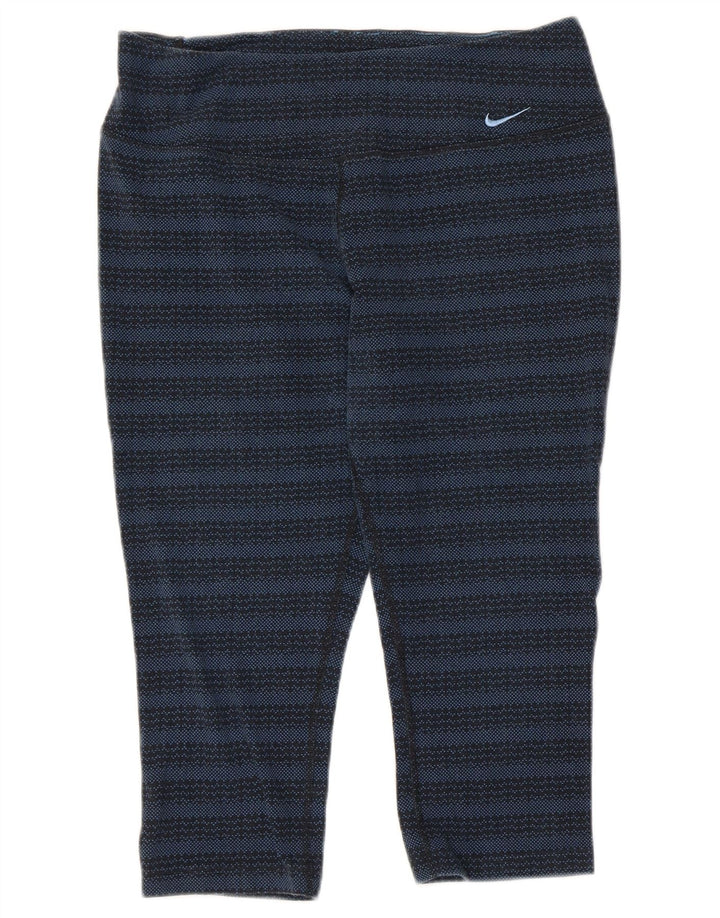 Leggings Capri Dri Fit da donna NIKE UK 14 grande cotone a righe blu navy
