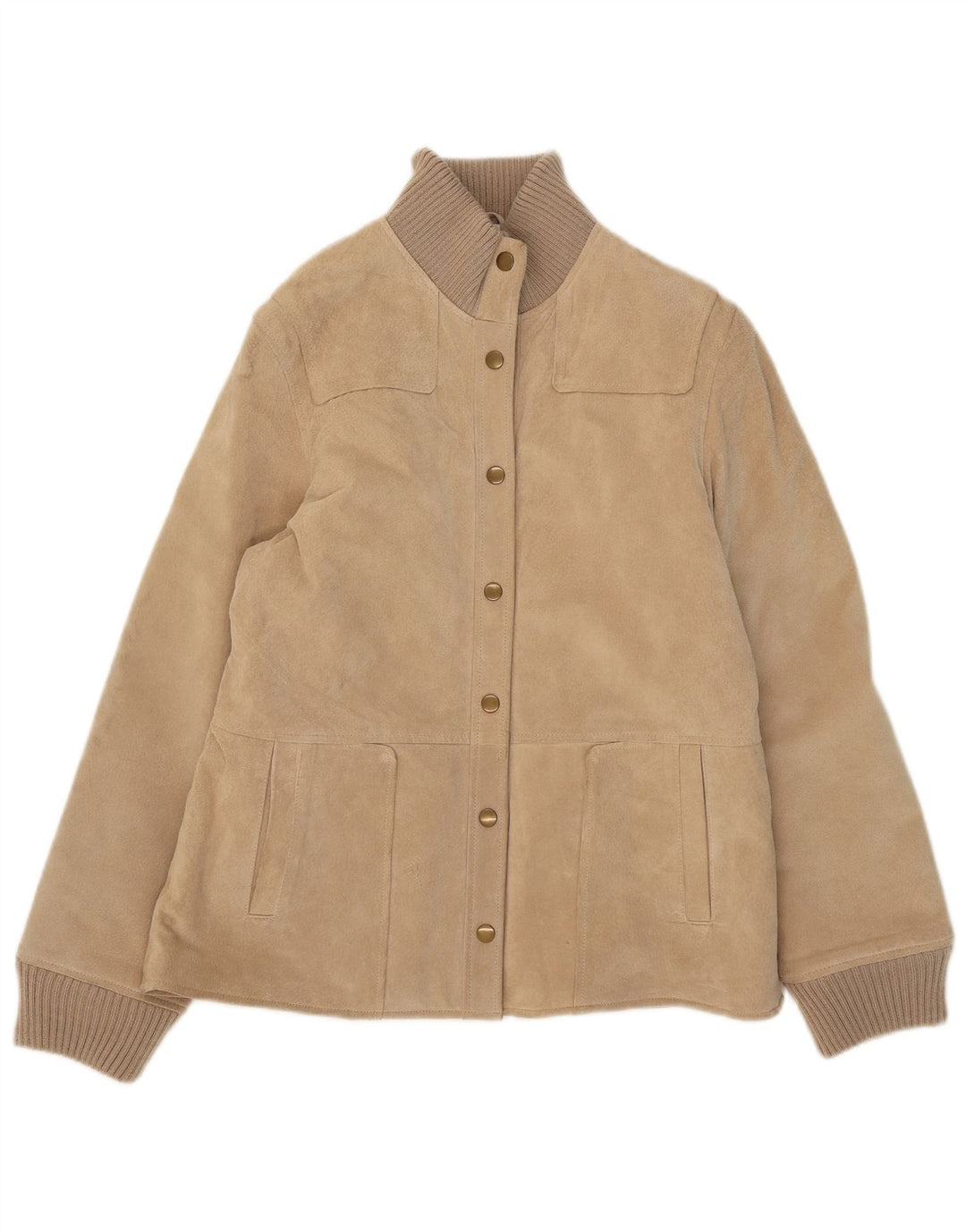 Giubbotto bomber in pelle scamosciata da donna Castro UK 14 grande in pelle beige