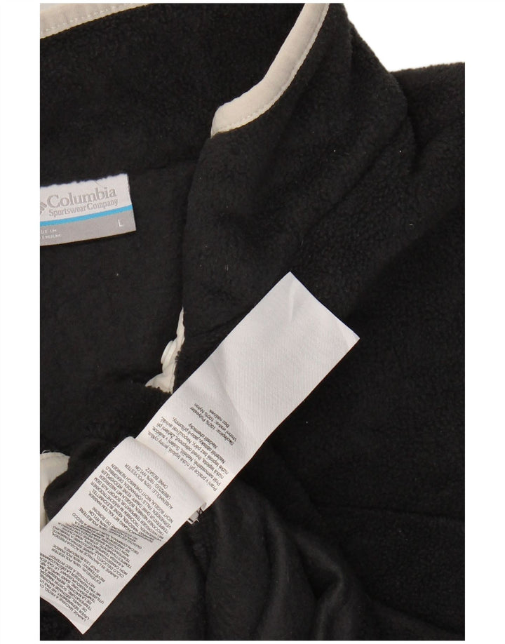 Maglione in pile da donna COLUMBIA con collo a bottoni UK 16 grande poliestere grigio