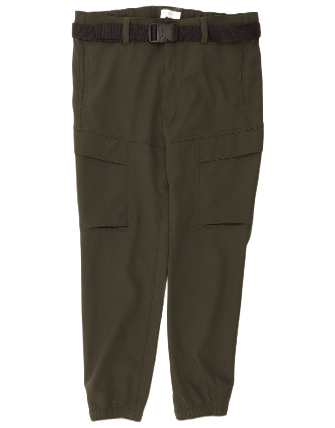 Pantaloni cargo dritti da uomo Marks & Spencer W36 L31 poliestere kaki