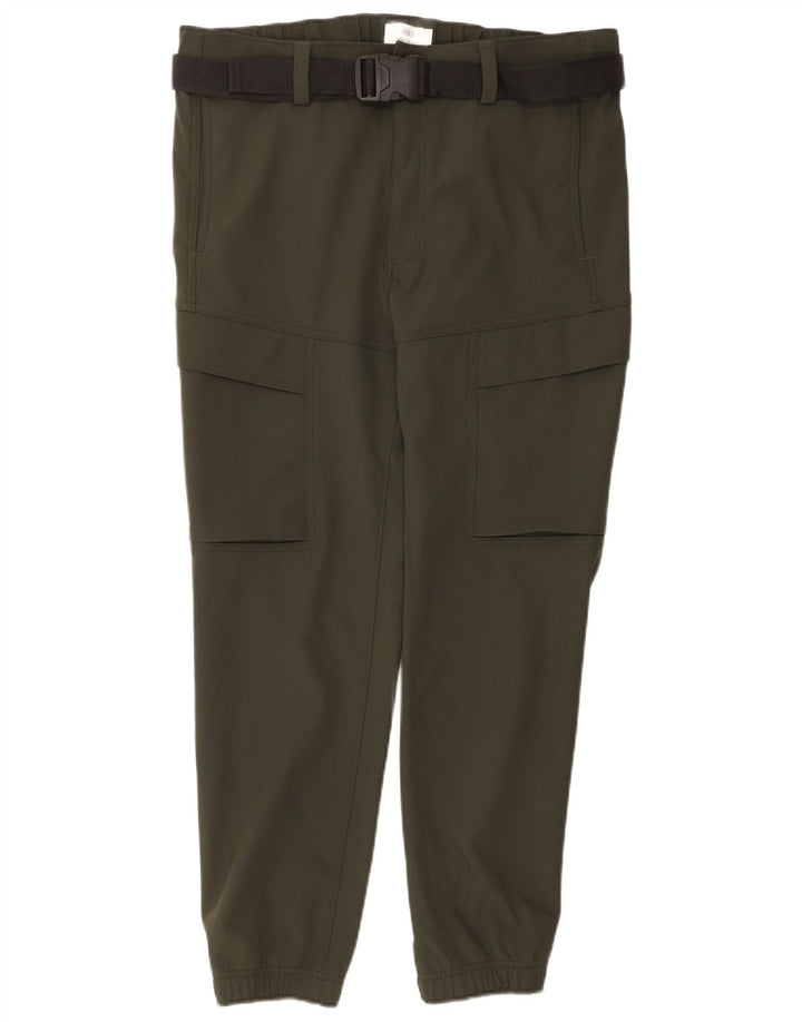 Pantaloni cargo dritti da uomo Marks & Spencer W36 L31 poliestere kaki