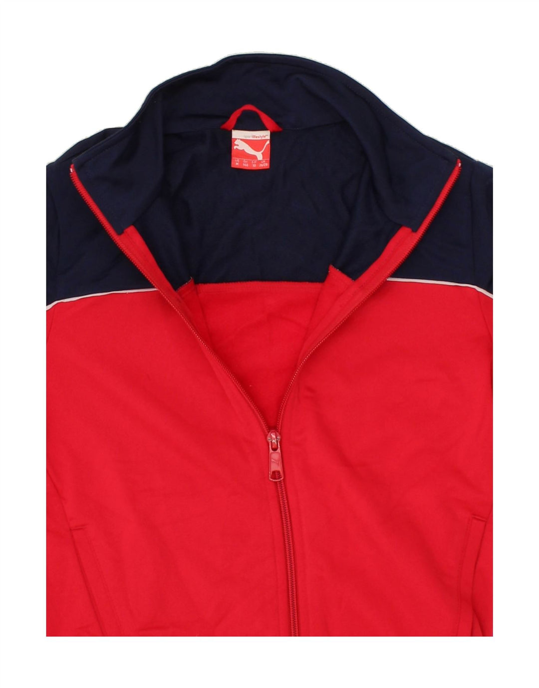 PUMA Boys Tracksuit Top Jacket 9-10 Years Medium Red Colourblock Polyester Vintage Puma and Second-Hand Puma from Messina Hembry 