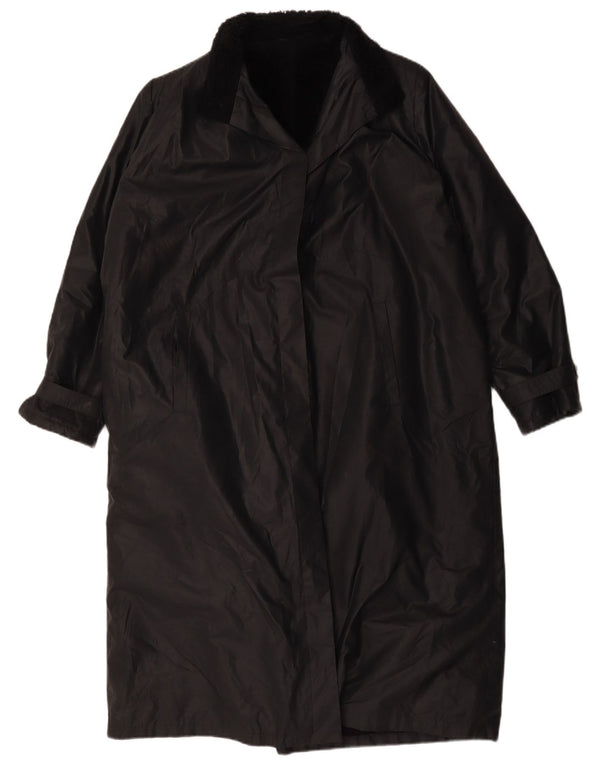 Cappotto vintage da donna Sherpa dal taglio ampio UK 14 grande poliestere nero