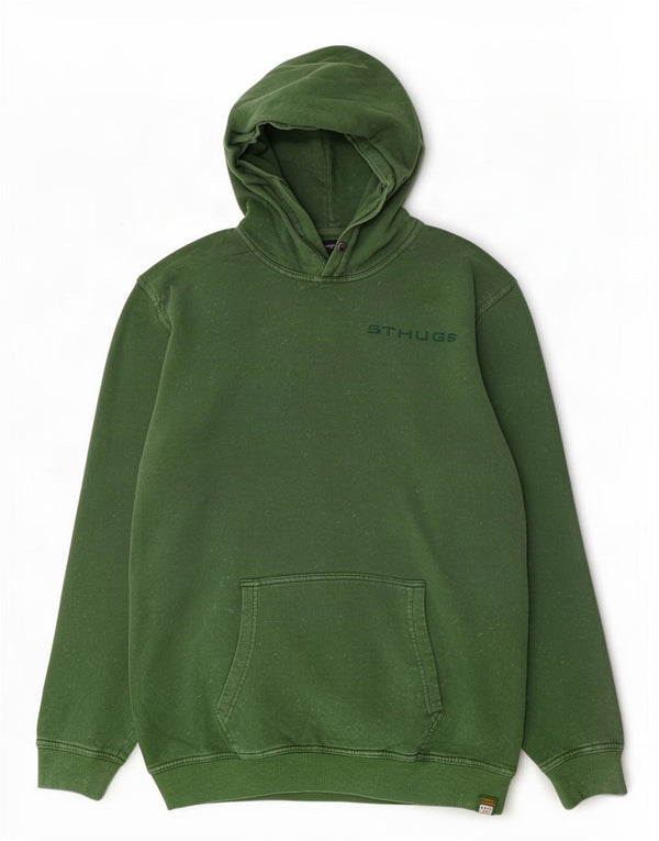 Maglione con cappuccio vintage da uomo XL in cotone verde