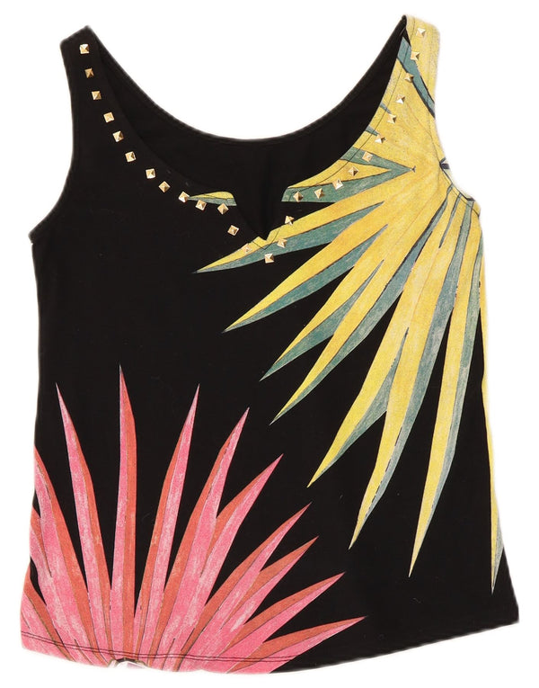 Desigual Gilet grafico da donna Top UK 6 XS Nero floreale