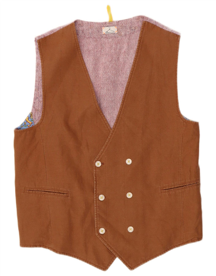 Gilet Doppiopetto Uomo Berna Cotone Marrone Medio