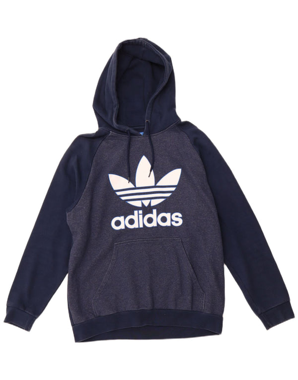 Maglione con cappuccio grafico da uomo ADIDAS grande in cotone blu navy