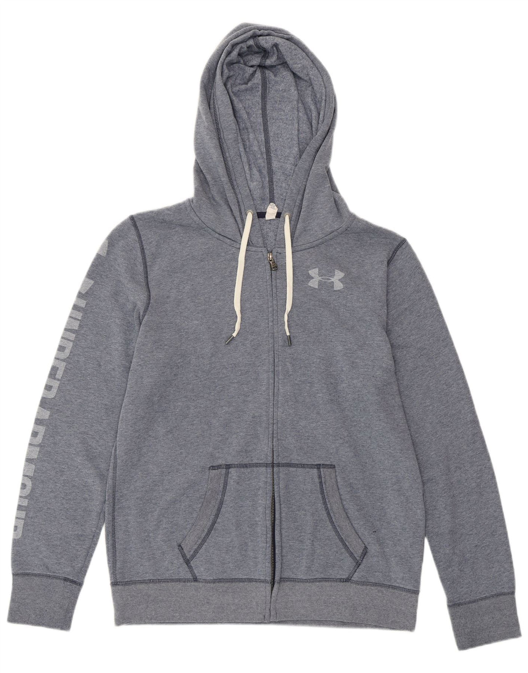 Felpa con cappuccio e zip grafica da uomo UNDER ARMOUR in cotone blu medio