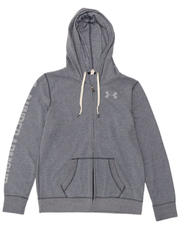Felpa con cappuccio e zip grafica da uomo UNDER ARMOUR in cotone blu medio
