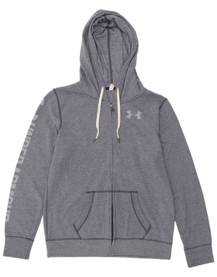 Felpa con cappuccio e zip grafica da uomo UNDER ARMOUR in cotone blu medio