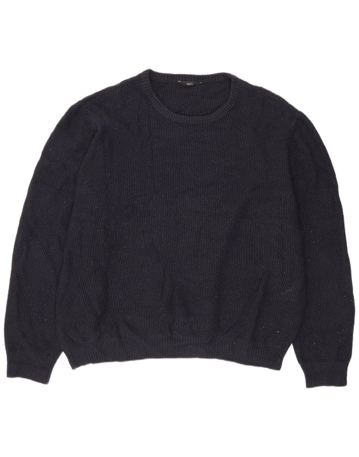 Maglione maglione girocollo da uomo M&Co 2XL acrilico blu navy