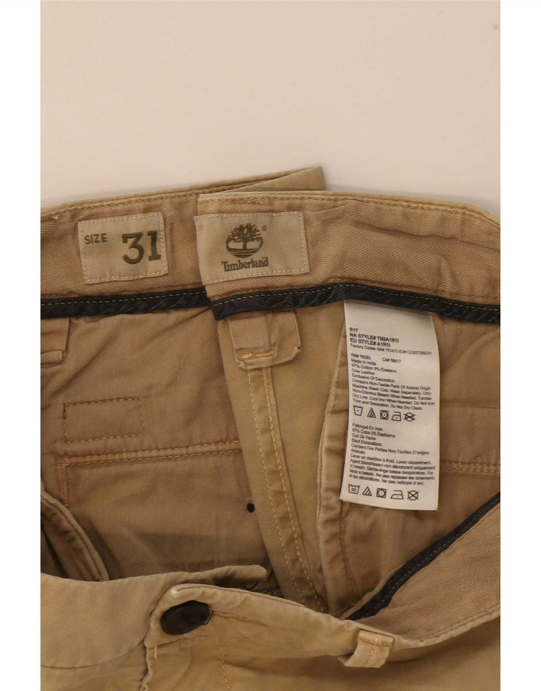 Pantaloncini chino da uomo Timberland W31 cotone beige medio