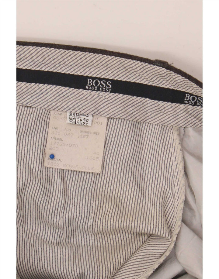 Pantaloni da abito con pegging da uomo Hugo Boss W36 L30 lana vergine grigia